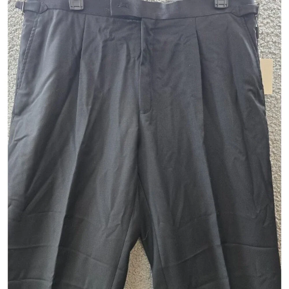 Calvin Klein Slim-Fit Wool-Laine Dress Pants Men's 40W x 32L Black Finished Hem